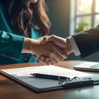 A handshake over a signed loan document, funding approved